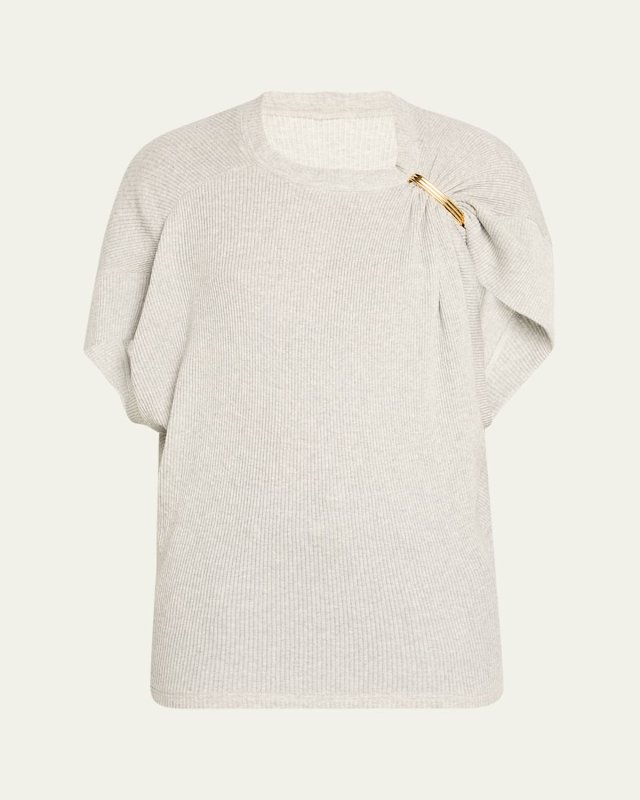 The Faye Asymmetric T-Shirt with Shoulder Hardware